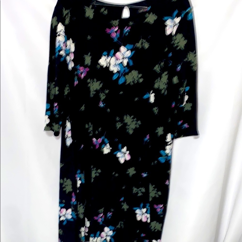 J. Jill WEAREVER COLLECTION‎ WO SIZE XL PETITE Sheath Dress BLACK FLORAL CLEAN